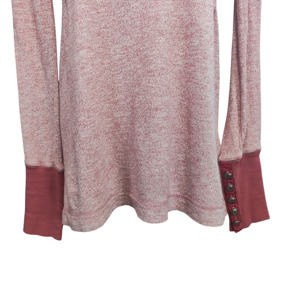 Vintage Free People Red Henley Long Sleeve Top Y2K 100% Cotton Heathered Size S - Picture 3 of 10